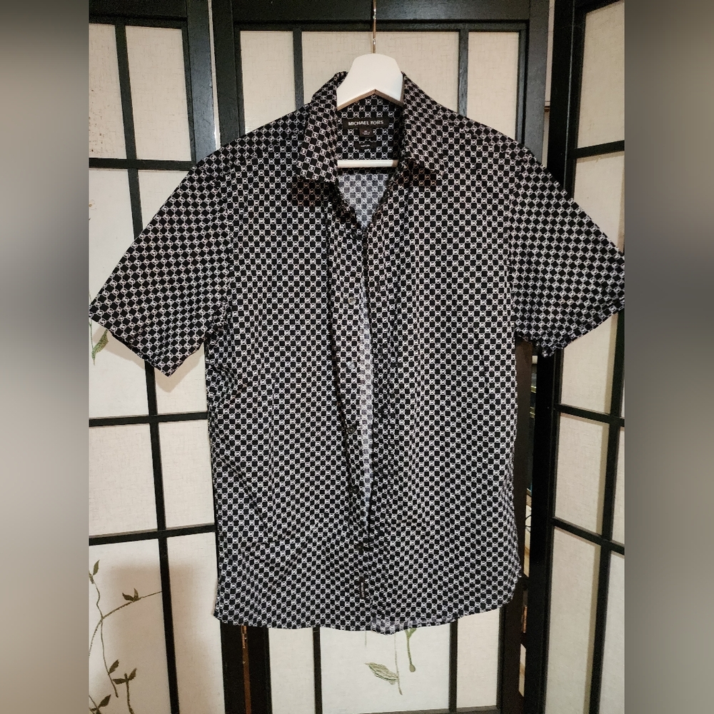 Michael Kors Men's Black and White Dress Shirt Size M